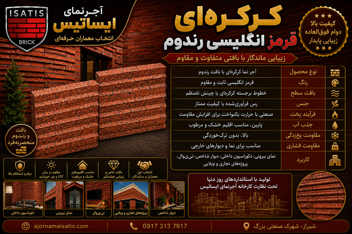بنر آجر کرکره ای قرمز انگلیسی رندوم - آجرنما شیراز